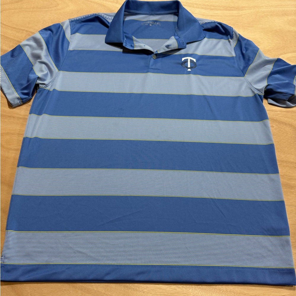 Nike Blue and Gray Polo Shirt with Classic Stripes